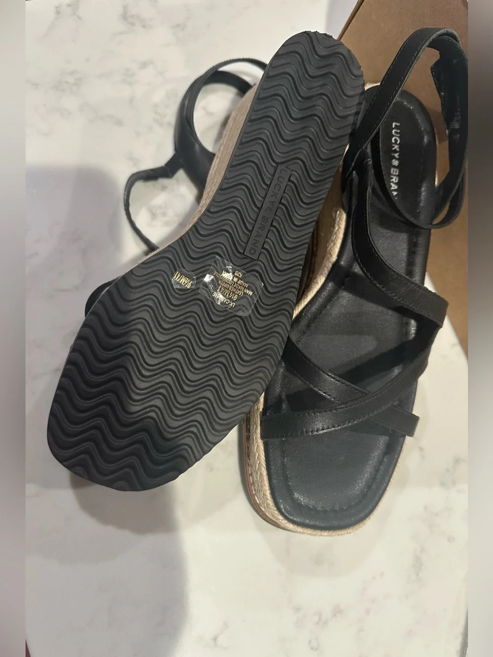 Lucky Brand Carolie Strappy Espadrille Wedge Sandals Size 9.5
